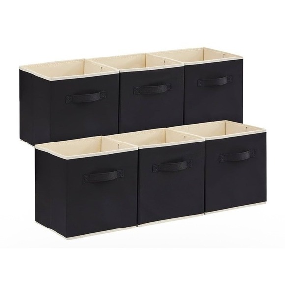 Lifewit 11 Inch Black Cubic Bins, Storage Cubes Foldable Medium Decorative 6 Set - Picture 1 of 10